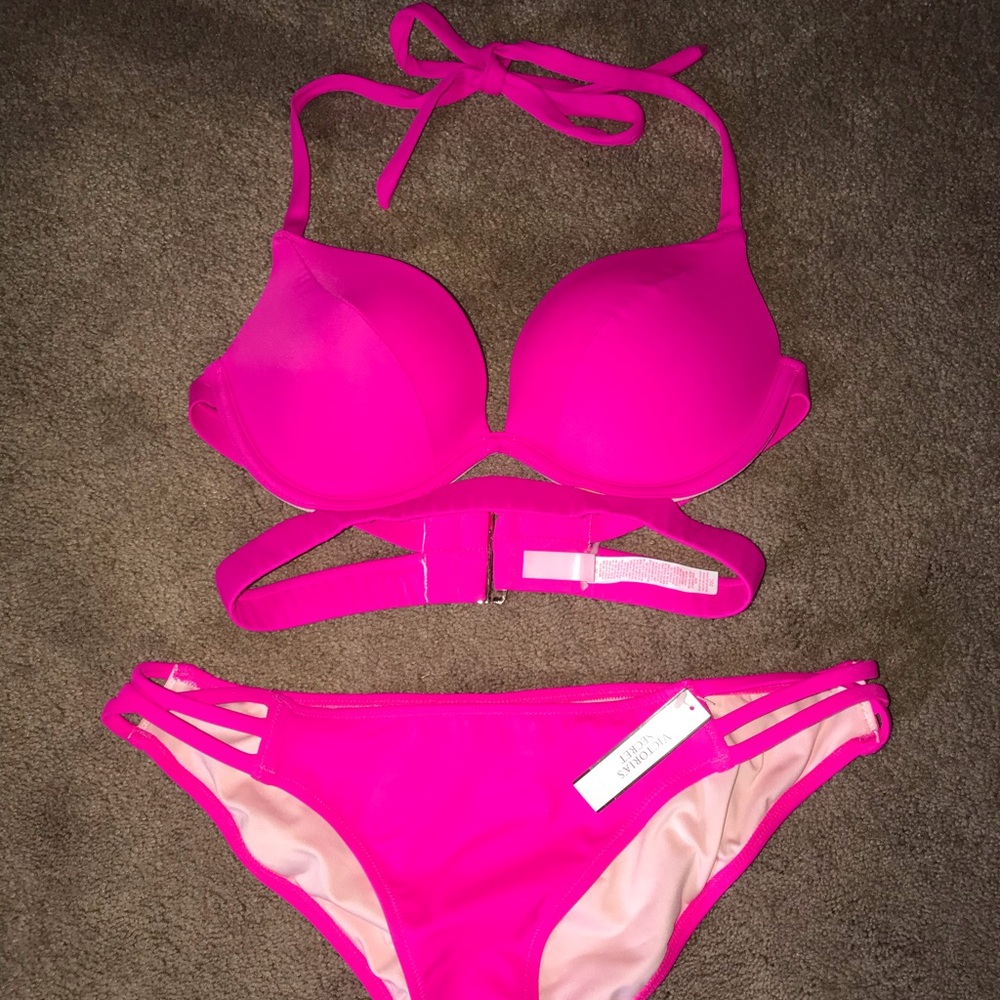 Hot pink Victoria Secret pushup bathing suit